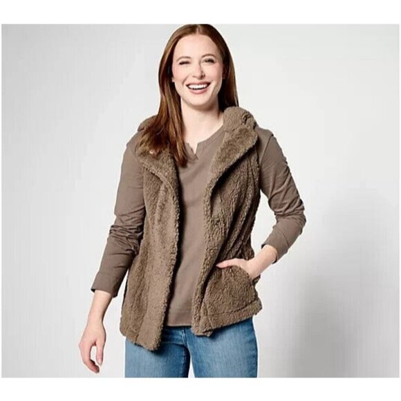 Koolaburra by UGG Brushed Back Sherpa Cozy Vest Walnut,Small - Picture 1 of 1